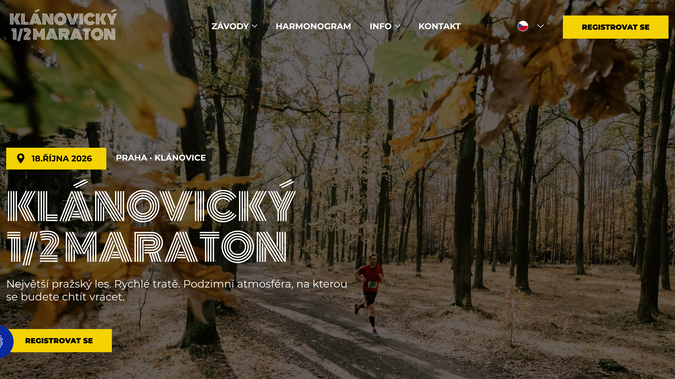Klánovický 1/2 maraton: Redesign a úprava obsahu webu tak, aby informace byly aktualizované pro každý ročník.