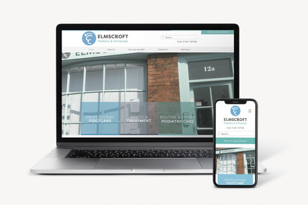 Elmscroft Podiatry: New Classic Website Design for Podiatrist, using current branding and imagery. Embedded appointment link to Cliniko.