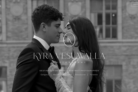 KV Photo: Elegant and editorial website for a luxury wedding photographer.
