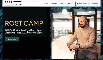 Rost Camp: A mentor from Amsterdam, holder of all AWS Certificates, approached us with the task of a complete website redesign. A new website was created with online services, online booking, payment connection and ZOOM for video conferences. Full SEO setup and connection to Google Search Console were also completed.