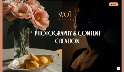 Svoi Media: Portfolio Website for Svoi Media. A clean, elegant portfolio website created for a professional photographer from Canada to showcase the Svoi Media brand. The goal was to highlight the diversity of photo sessions and let the work speak for itself. The design puts the spotlight on visuals, with a smooth gallery experience, a contact form for client inquiries, and SEO setup to support visibility and growth.
