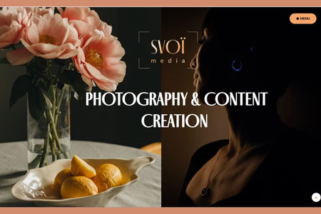 Svoi Media: Portfolio Website for Svoi Media. A clean, elegant portfolio website created for a professional photographer from Canada to showcase the Svoi Media brand. The goal was to highlight the diversity of photo sessions and let the work speak for itself. The design puts the spotlight on visuals, with a smooth gallery experience, a contact form for client inquiries, and SEO setup to support visibility and growth.