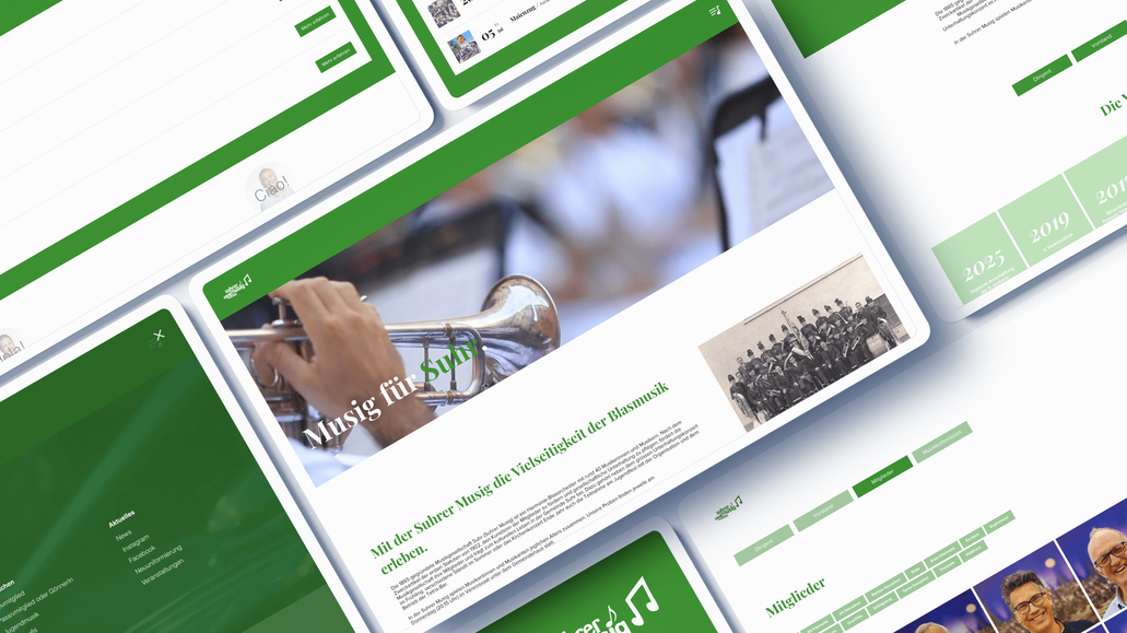 Musikgesellschaft Suhr: The website for the Suhr Music Society (Suhrer Musig), founded in 1865, has been improved with a new, more modern and appealing design, without losing the character and values of the association.

This site was created in Wix Studio using the Wix Events app, along with built-in features such as Wix CMS, responsive design tools and Wix SEO.