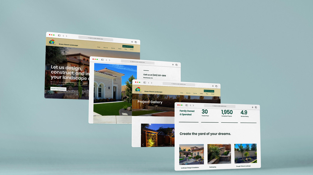 Green Planet Landscape: As one of East Bay's premier residential landscape companies, Green Planet Landscape needed a new site that focused on their custom work and highlighted their outstanding reputation, paving the way for new business.