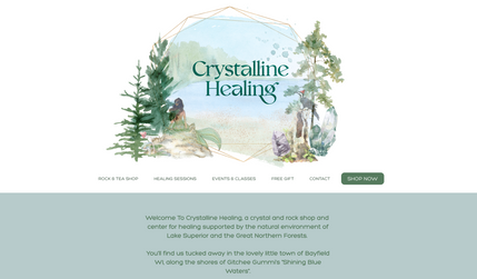 Crystalline Healing: Custom website for this Crystal Shop & Healing Center, including a Shopify site, online booking and email newsletter support.