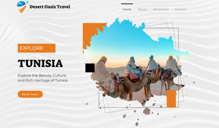 Desert Oasis Travel: Creative website with abstract outlines and stunning images