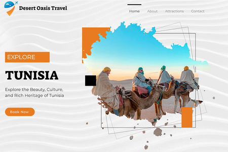 Desert Oasis Travel: Creative website with abstract outlines and stunning images