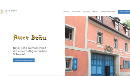 Auer Bräu Regensburg: Gestaltung & Umsetzung Website, regelmäßige Pflege, Deko-Schilder in der Gaststätte