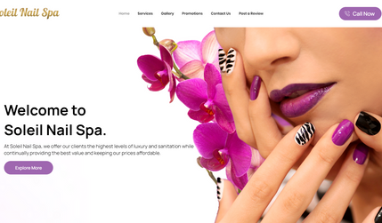 Solielnailspa: Nail Spa website design completely build on editor X with complete responsiveness