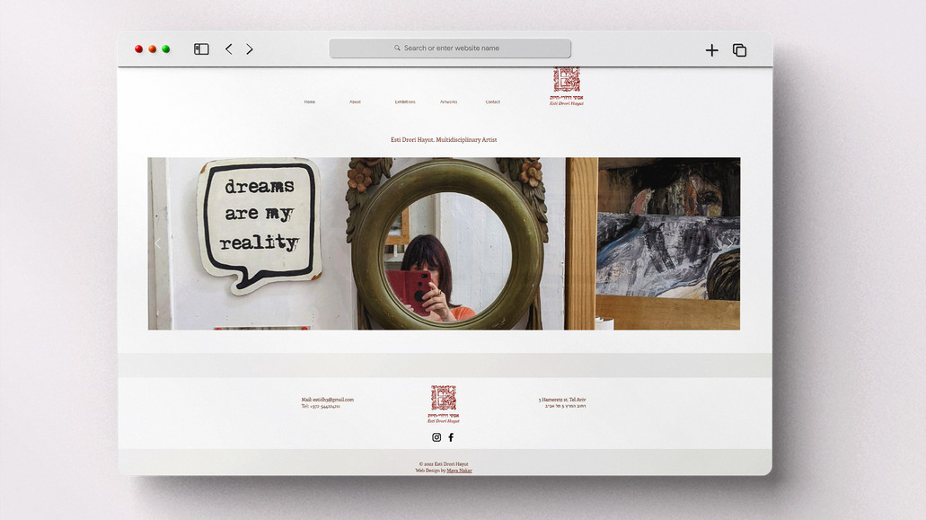 Esti Drori Hayut: I had the pleasure of designing a website for the multidisciplinary artist Esti Drori Hayut. The website shows the exhibitions in which Esti presented her art and her updated works.