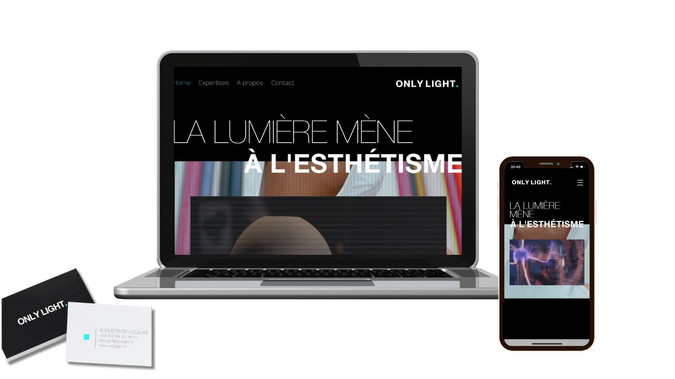 ONLY LIGHT: Création identité visuelle, logo et site vitrine, ligne éditoriale et rédaction, iconographie, référencement SEO, web marketing, papeterie et documents commerciaux.