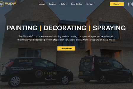 Ben Michael Co: Ben Michael Co is a Bedfordshire based company who specialise in painting, decorating and spraying for both commercial and residential clients. Ben approached me to re-design his existing website as he wanted to appeal to a more premium market.

I re-built his website from scratch, creating over 18 new pages to showcase everything from his bespoke services to some of his recently completed projects.