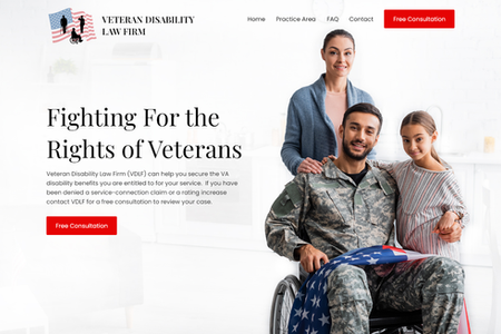 Veteran Disability: A website designed for a Veteran Disability Law Firm that helps secure VA disability benefits.