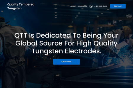 QTT Tungsten: The website is designed for a manufacturer of welding tungsten.