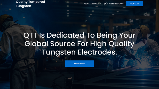QTT Tungsten: The website is designed for a manufacturer of welding tungsten.