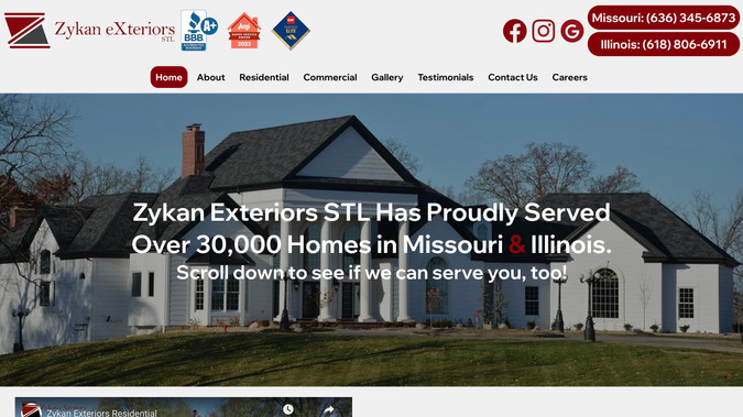 Zykan Exteriors 2024: Roofing website for our client Zykan Exteriors