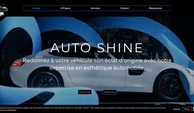 Auto Shine: On the website for Auto Shine Laurentides, I designed a sleek and professional platform focused on their automotive detailing services. The site showcases various service offerings like wax application, compound polishing, interior shampooing, engine cleaning, nano-ceramic coating, and vinyl restoration. It emphasizes the company's use of advanced techniques and high-quality products to restore and protect vehicles. The site includes testimonials to underscore the quality of service and customer satisfaction. Clear navigation and easy-to-find contact information streamline the user experience, encouraging potential customers to book services.