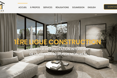 1ère ligue Construction: Conception d'une page web optimisée pour l'obtention de demandes de soumission à Montréal.